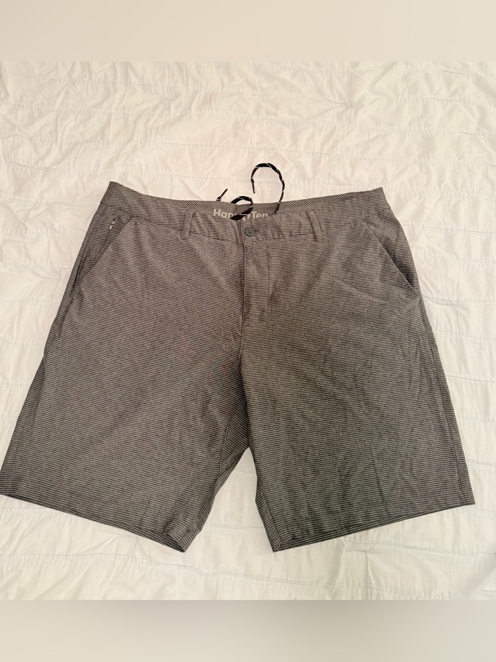 Hang Ten Men's Charcoal Micro-Striped Flat Front Shorts